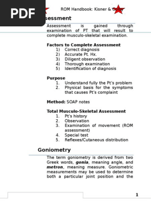 Jm Rom Pdf Anatomical Terms Of Motion Musculoskeletal System