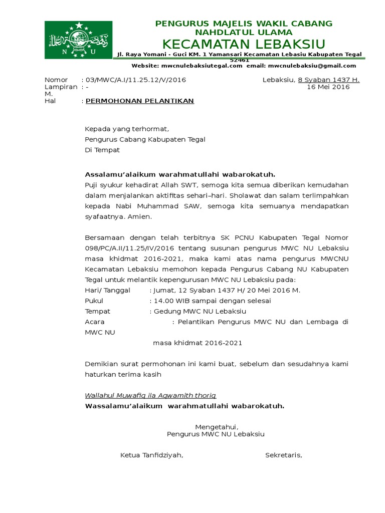 Featured image of post Surat Rekomendasi Nu Ranting Untuk permohonan pengesahan pada pc ipnu harus ada tembusan kepada mwc nu setempat