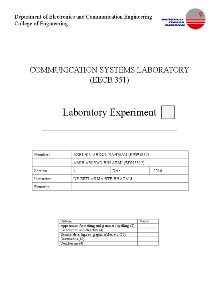 Communication Systems Lab Report | PDF