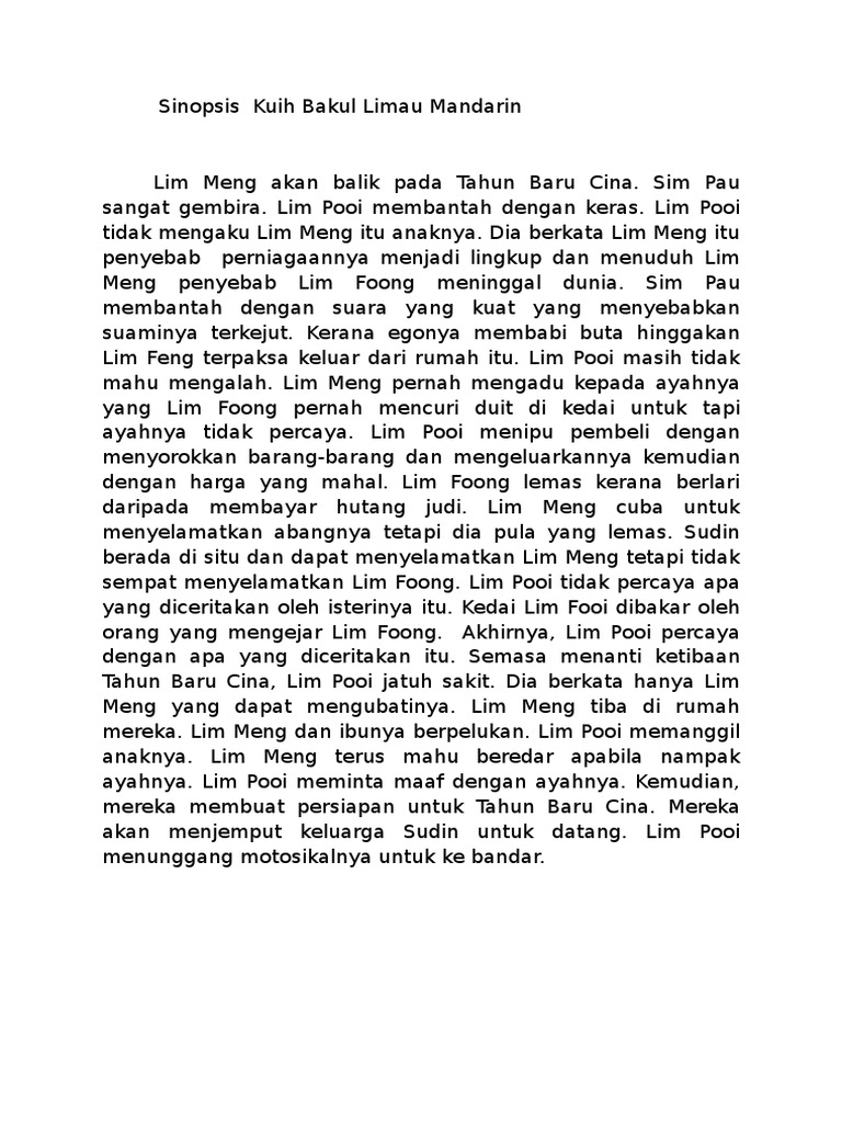 Sinopsis Kuih Bakul Limau Mandarin Pdf