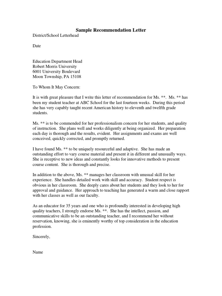 Sample Recommendation Letter | PDF
