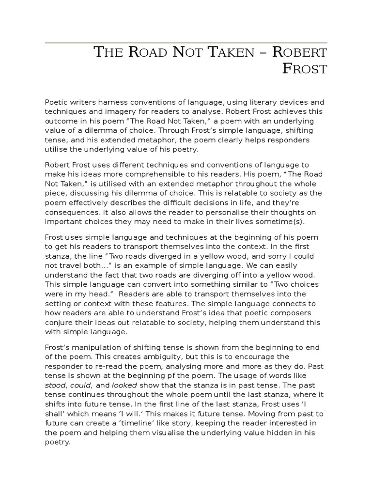 the road not taken essay