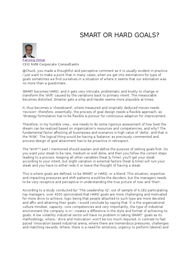 SMART vs. HARD Goals Explained | PDF | Goal | Motivation