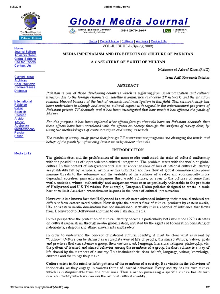 Global Media Journal PDF Survey Methodology Mass Media