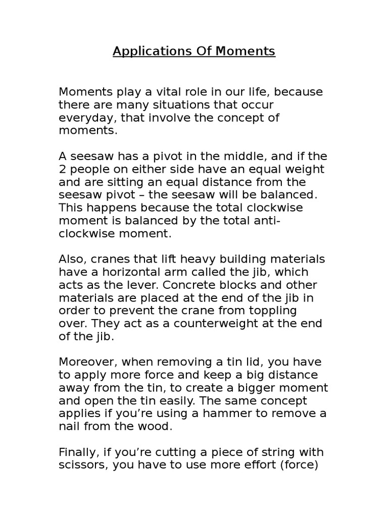 Applications of Moments PDF