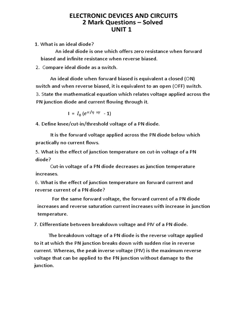 EDC 2 Marks All Five Units PDF | PDF