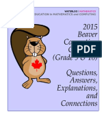 2015 Beaver Computing Challenge (Grade 9 & 10) Questions, Answers, Explanations, and Connections
