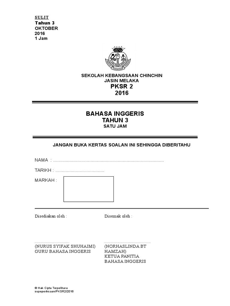 Cover Soalan PKSR 1  PDF