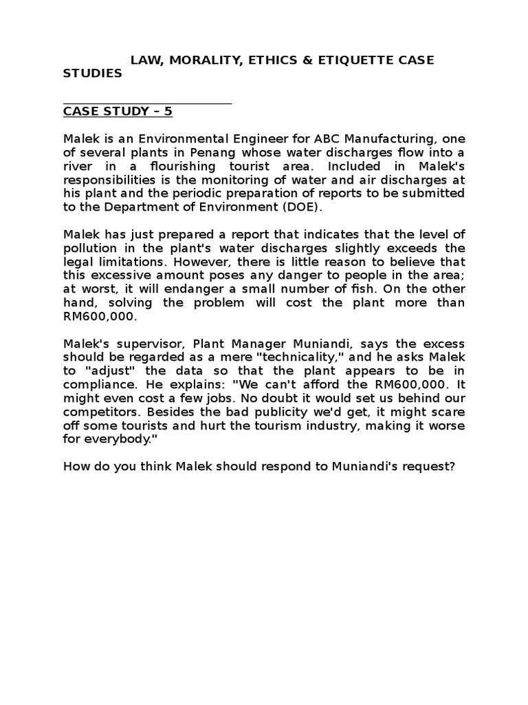 Chapter 6 Ethics Case Study 5 Pdf Natural Environment Nature