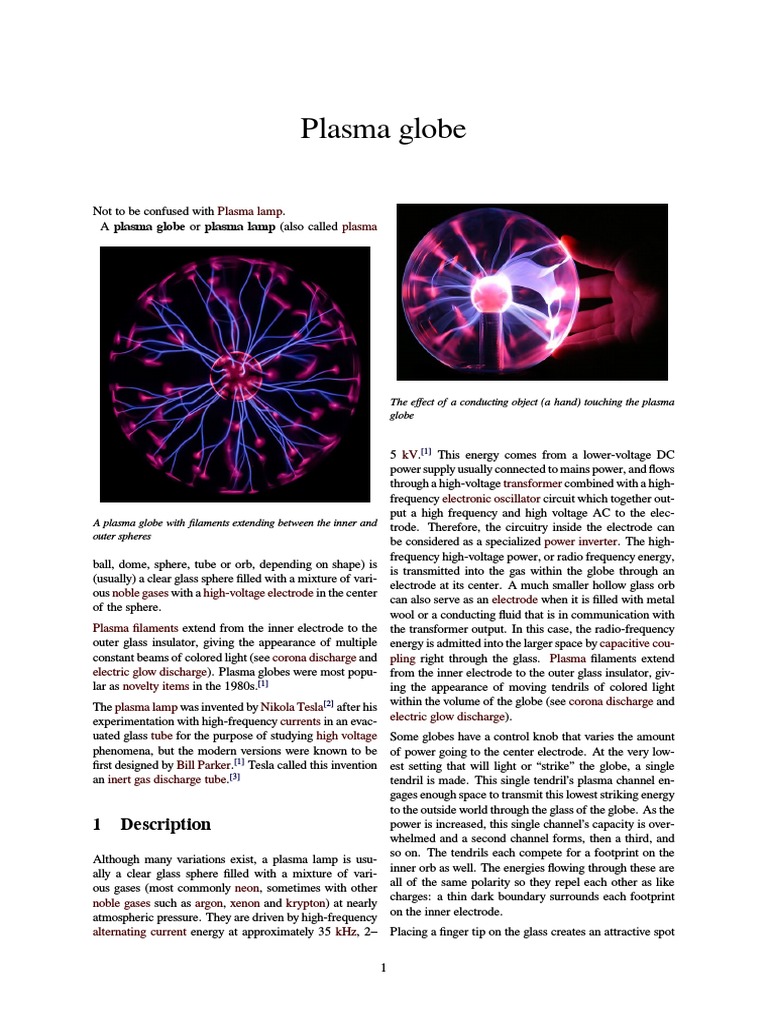 Plasma Globe Electrical Components Chemistry Free 30day Trial