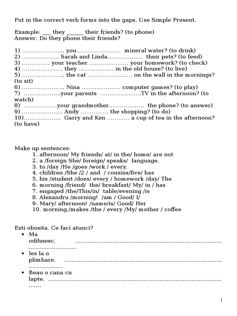 Put in The Correct Verb Forms Into The Gaps | PDF | Language Arts ...
