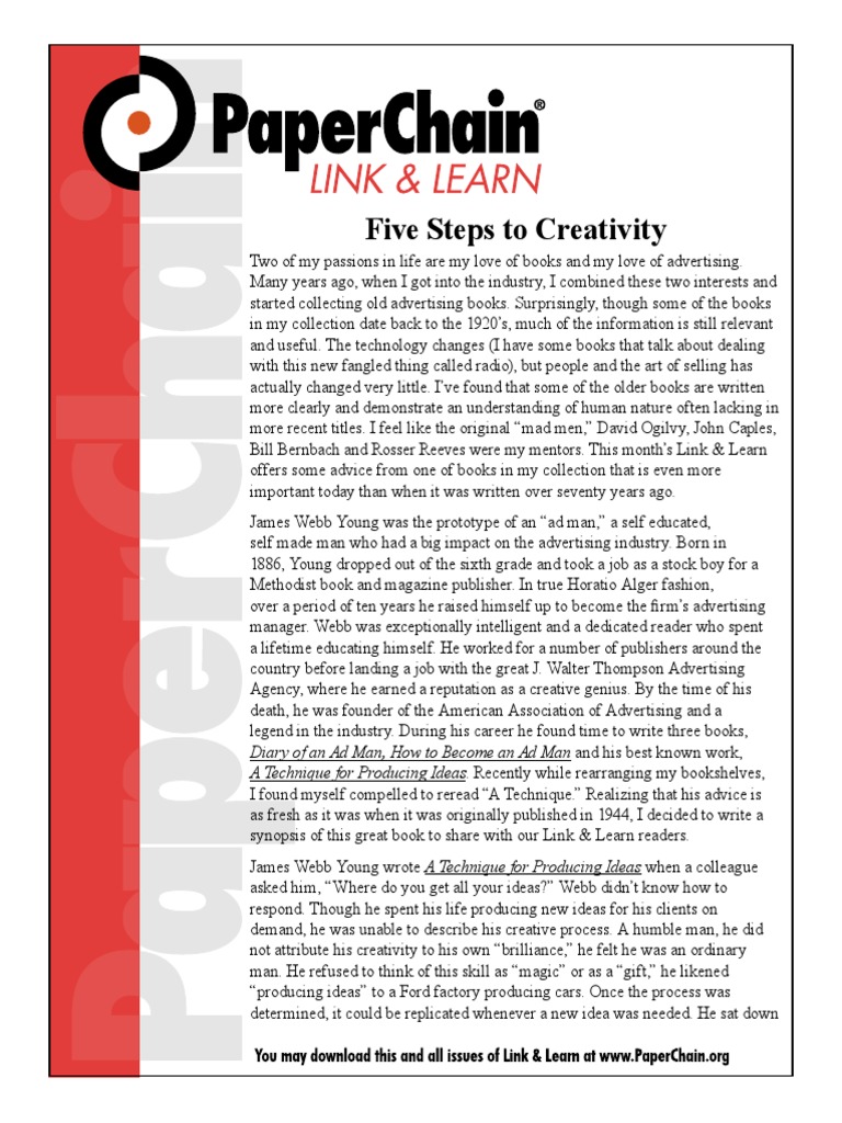 Five Steps To Creativity | PDF | Self-Improvement | Science & Mathematics