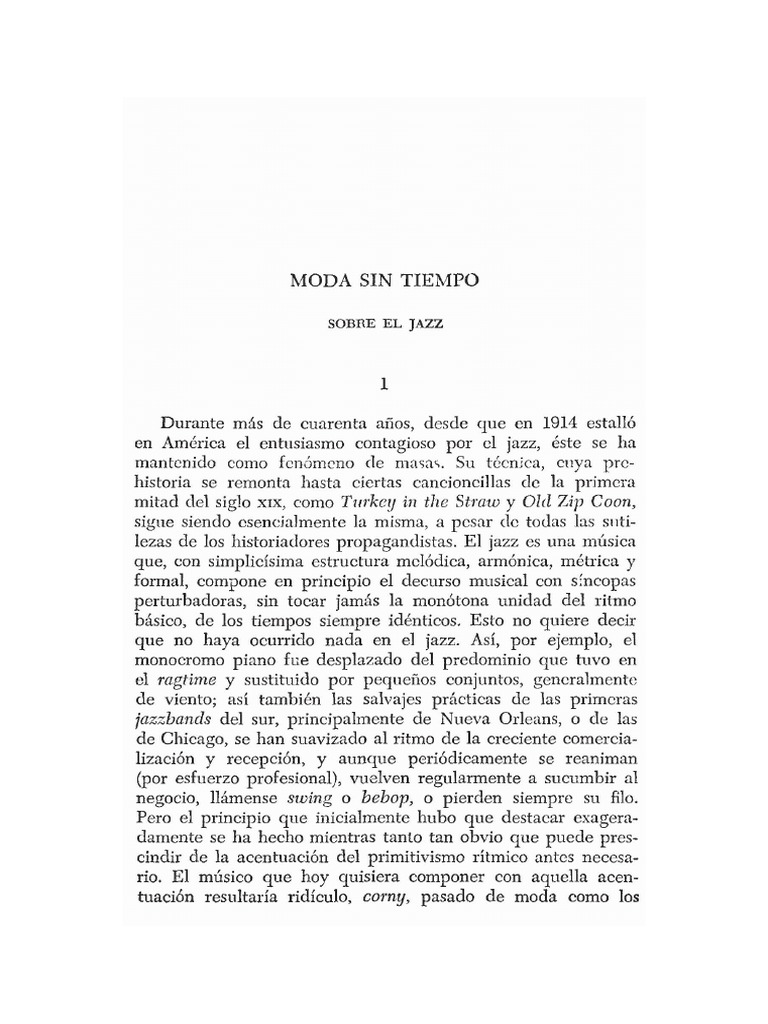 1 ADORNO, Theodor Moda Sin Tiempo, Sobre Jazz PDF
