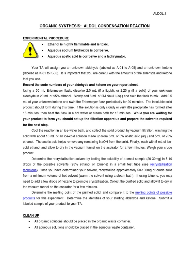 Aldol Condensation | PDF | Sodium Hydroxide | Chemistry