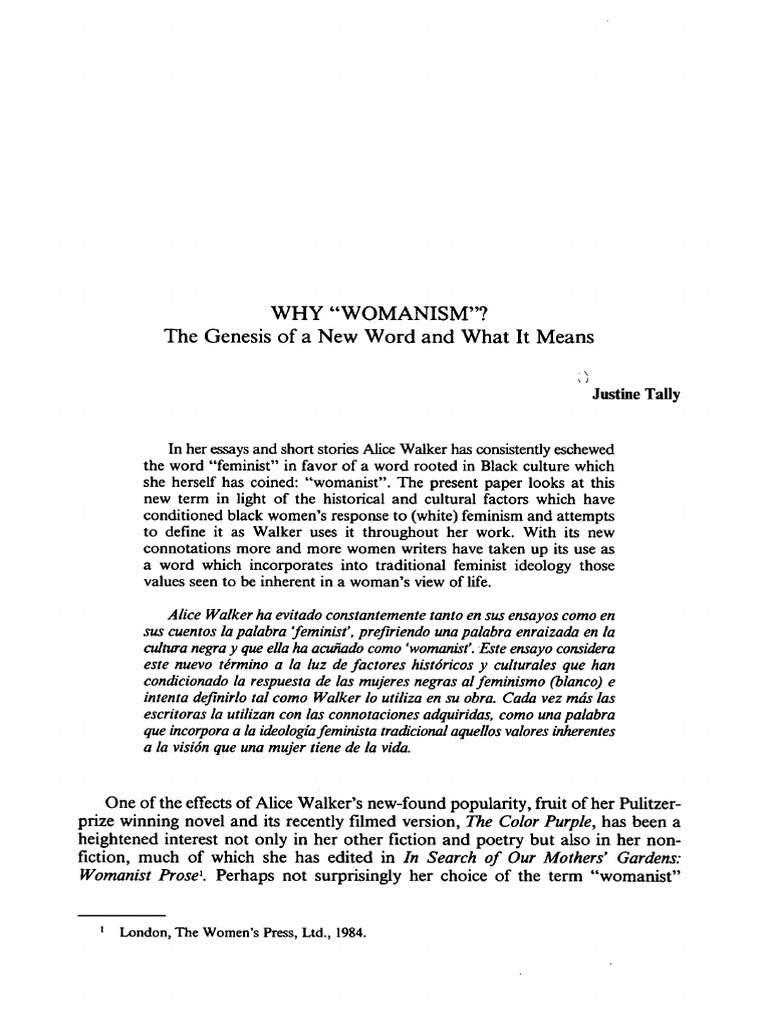 Understanding Womanism's Roots | PDF | Social Science