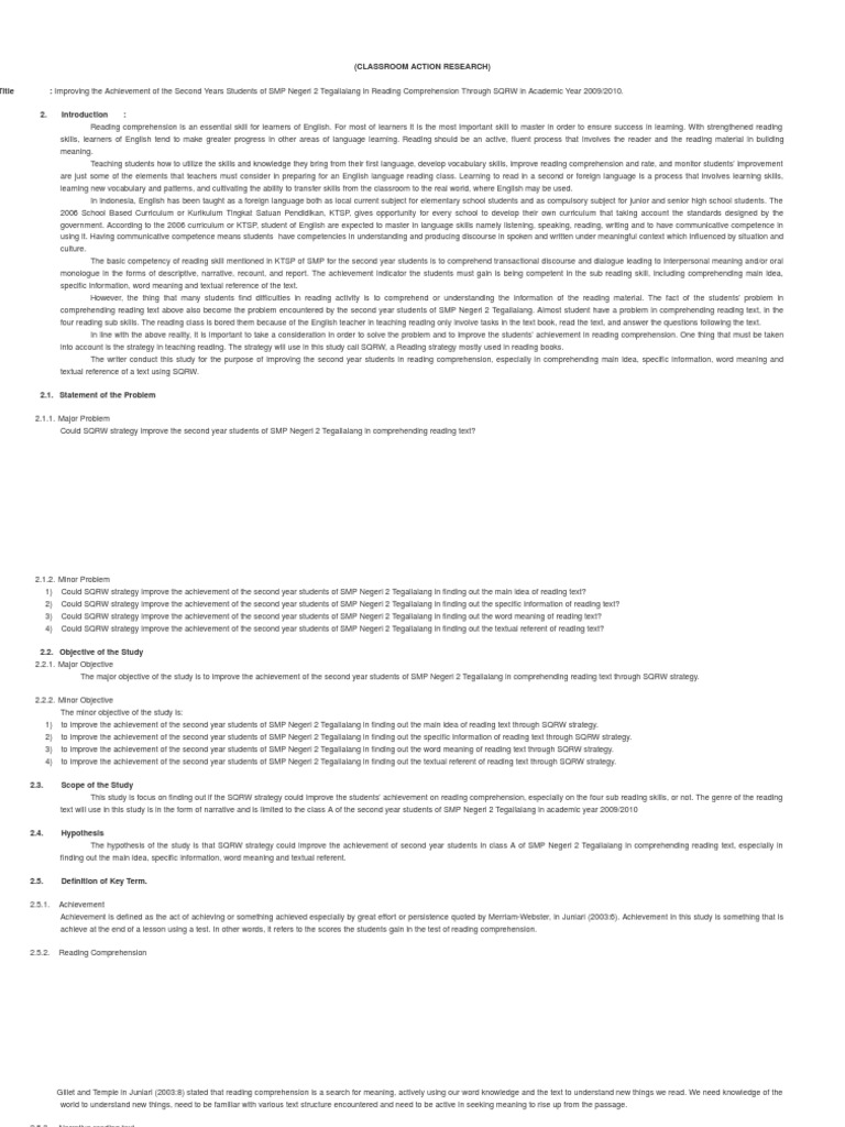 Sample action research for struggling readers picture