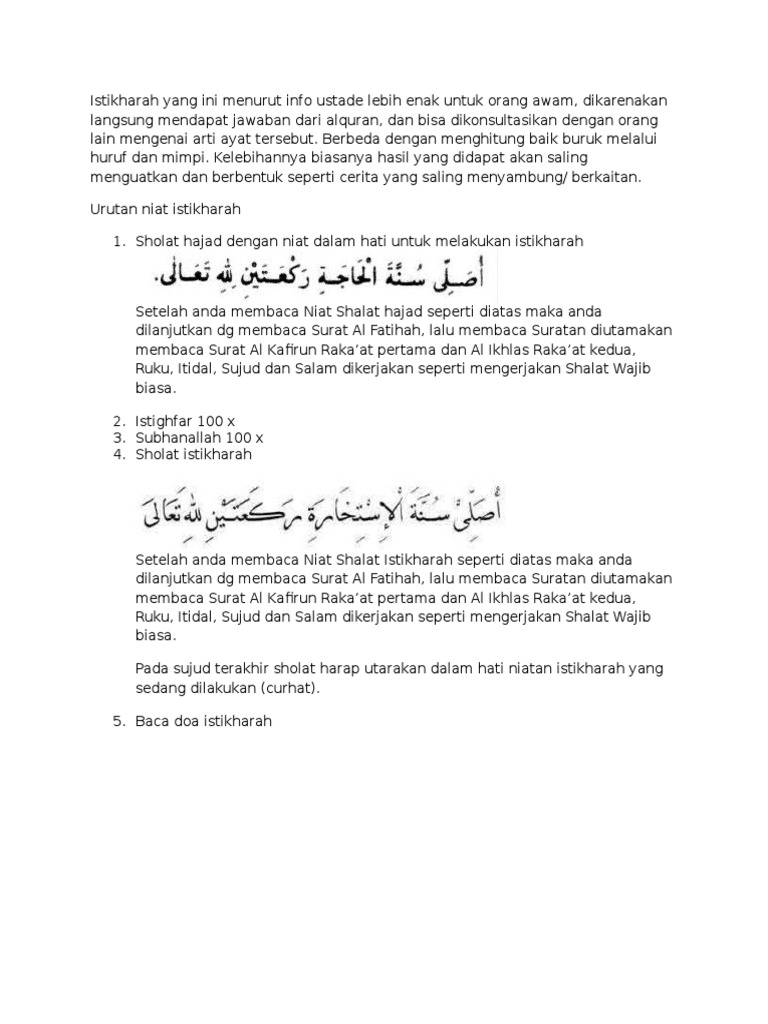 Niat Shalat Istikharah
