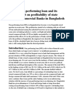 Non-Performing Loan and Its Impact On Profitability of State Owned Commercial Banks in Bangladesh