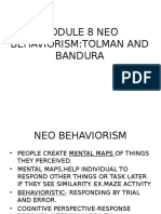 Neo Behaviorism: Tolman, Bandura and Cognitive Perspectives