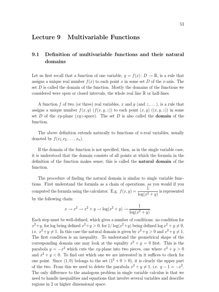Graphing and domains of multivariable functions | PDF