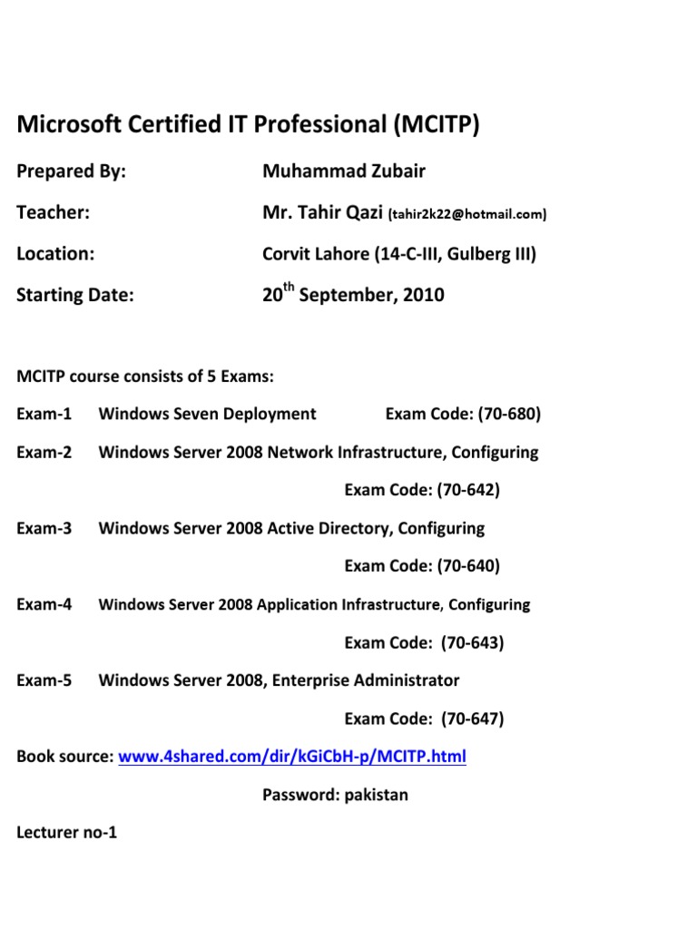 Windows Administrator MCITP Study Notes PDF Group Policy Cache