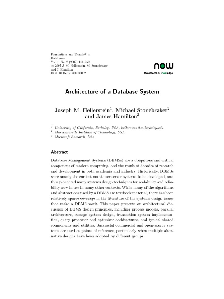 Database System Architecture Overview | PDF | Thread (Computing ...