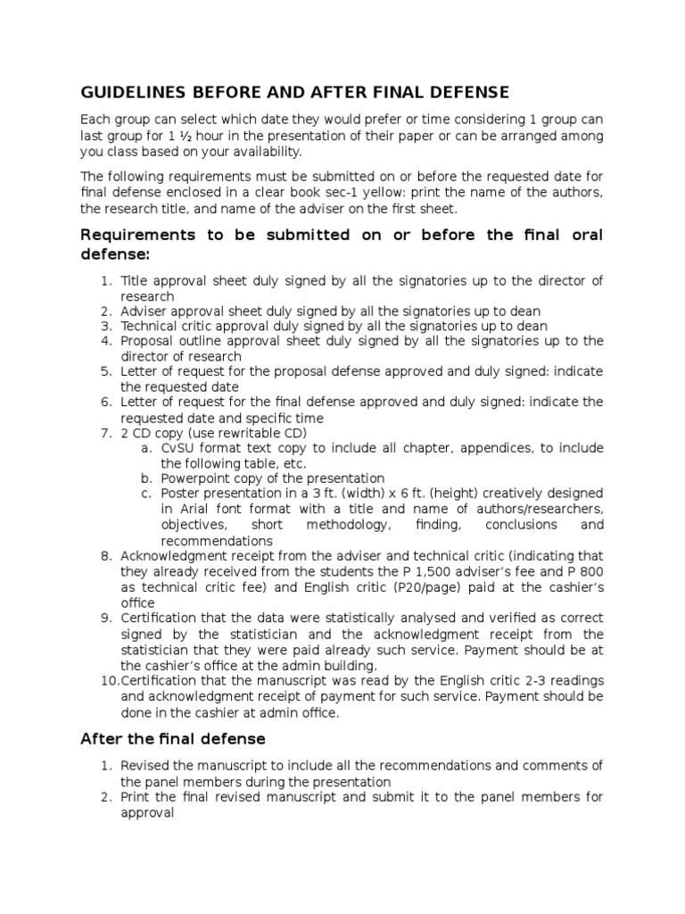 Final Defense Submission Guidelines | PDF | Business