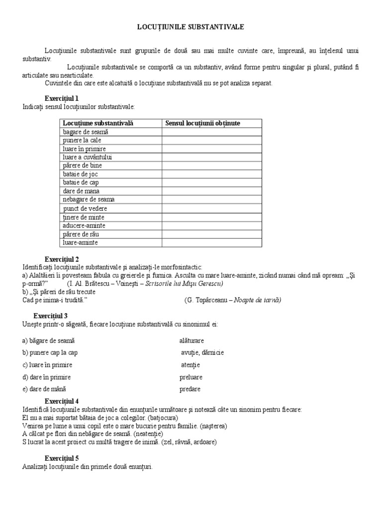 Locutiuni Substantivale | PDF