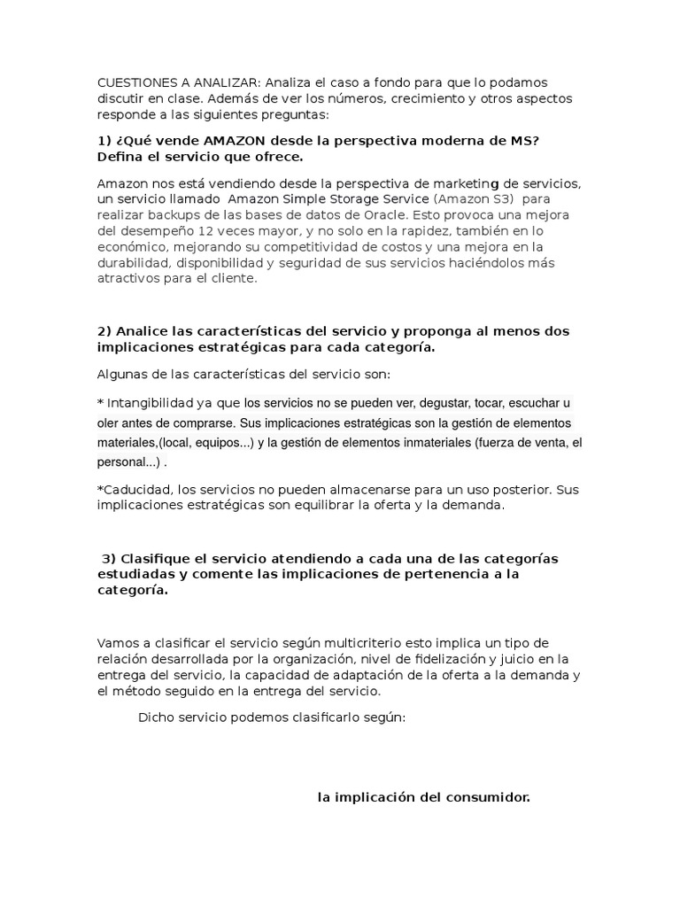 Caso Amazon | PDF | Servicios web de Amazon | Marketing
