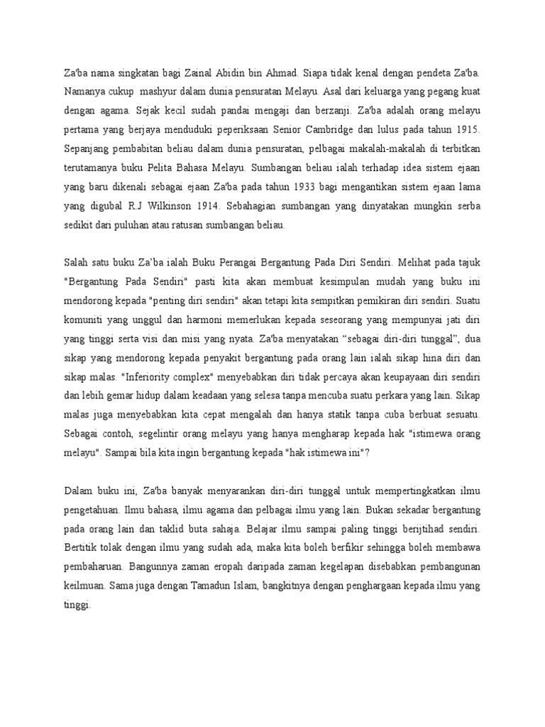 Za Ba Perangai Bergantung Pada Diri Sendiri Pdf