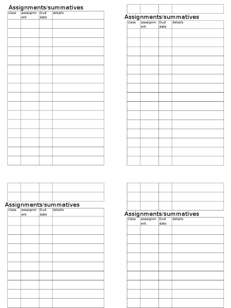 Class Assignment Deadlines and Details | PDF
