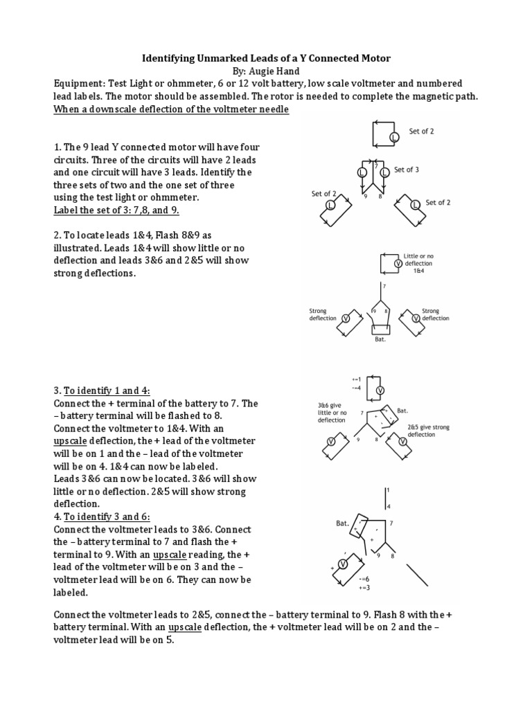 Identifying Unmarked Leads of A Y Connected Motor PDF Power