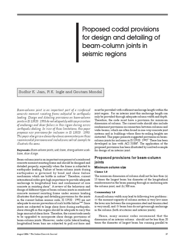 2006 Beam Column Joint ICJ PDF | PDF | Beam (Structure) | Column