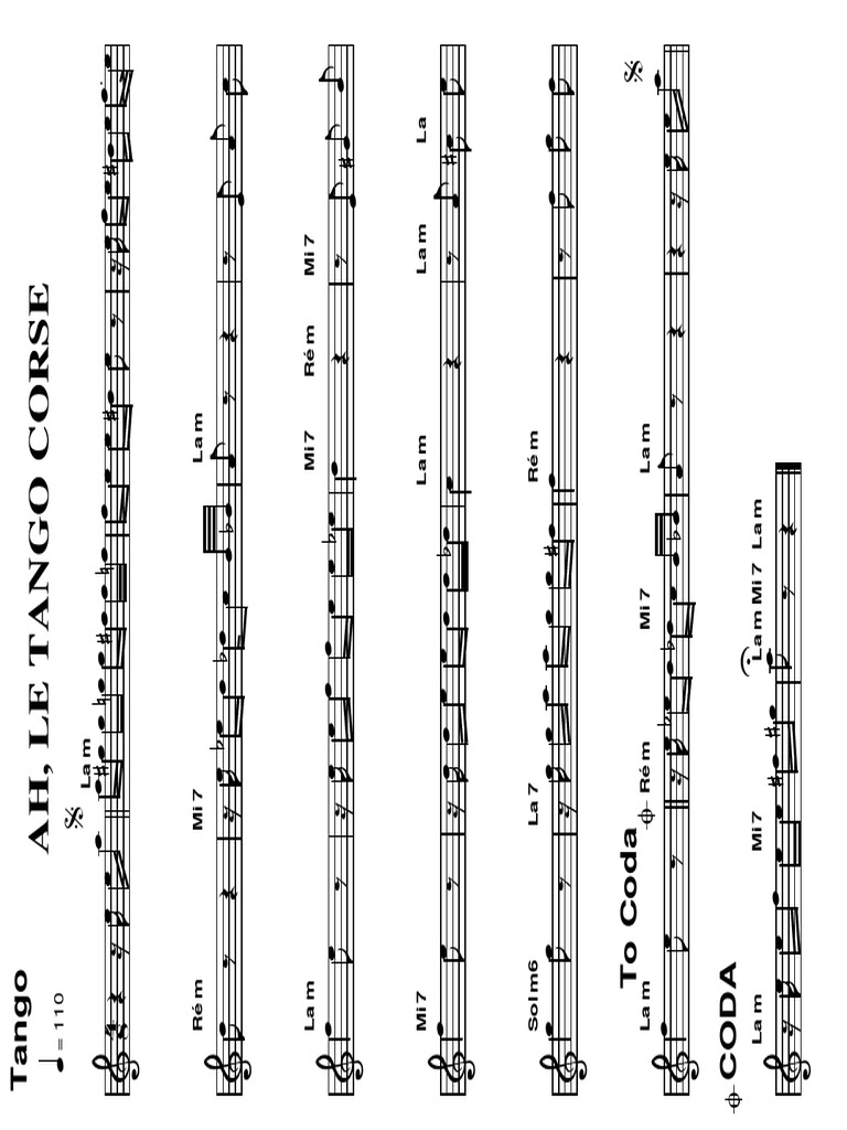 Partitura y letras de Le Tango Corse | PDF | Artes del Lenguaje y ...
