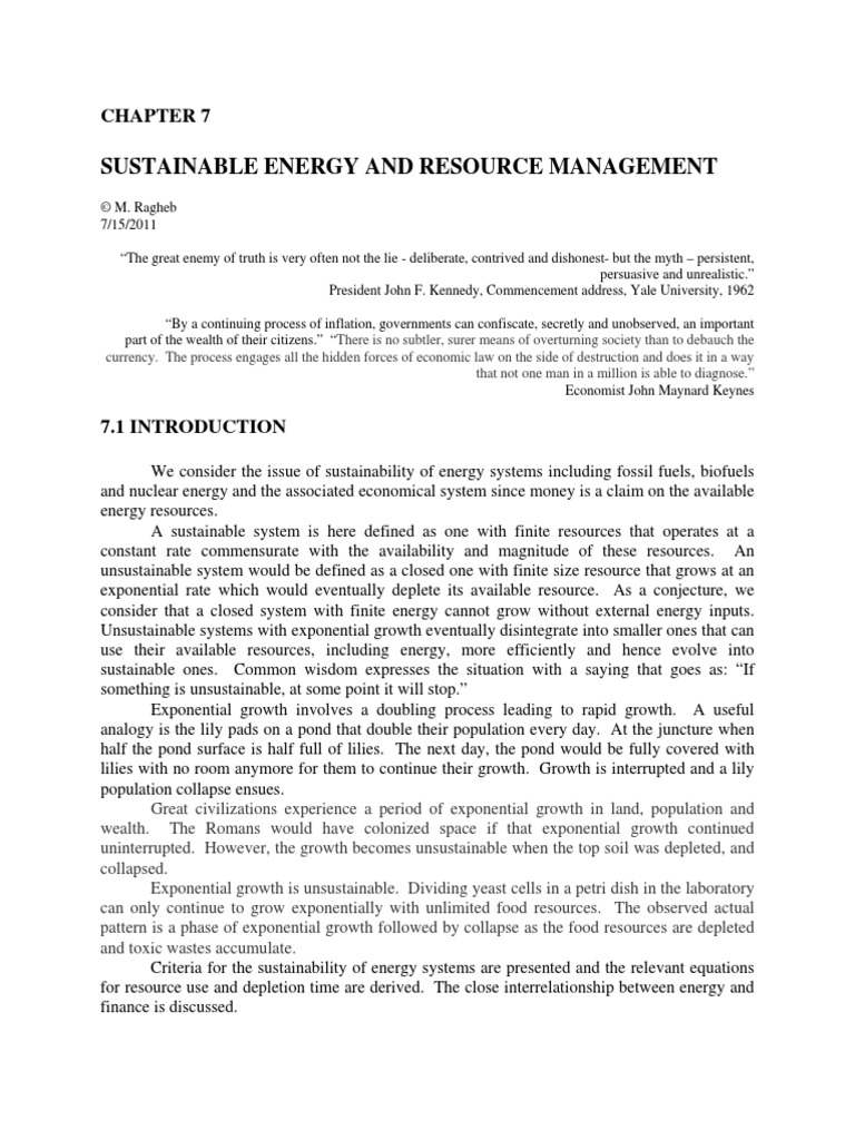 Sustainable Energy and Resource Management | PDF | Peak Oil | Energy ...