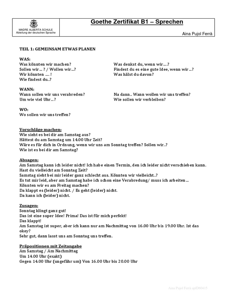 Sprechen Guide B1 PDF