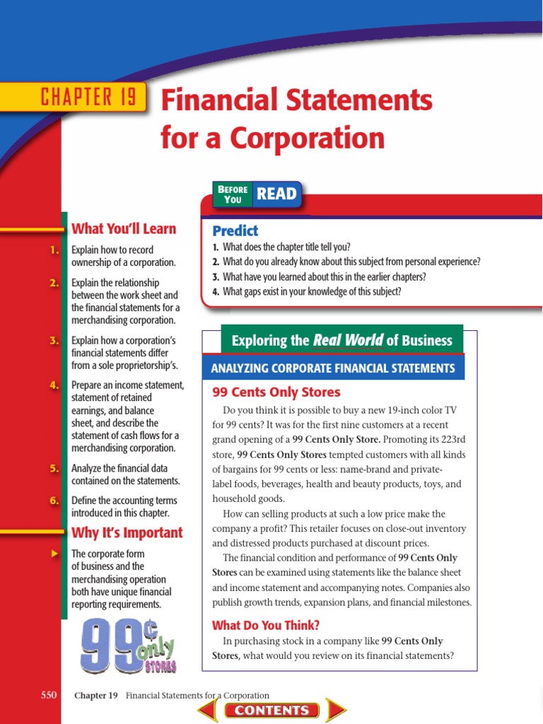 Financial Statements For A Corp (Glencoe) | PDF | Debits And Credits ...