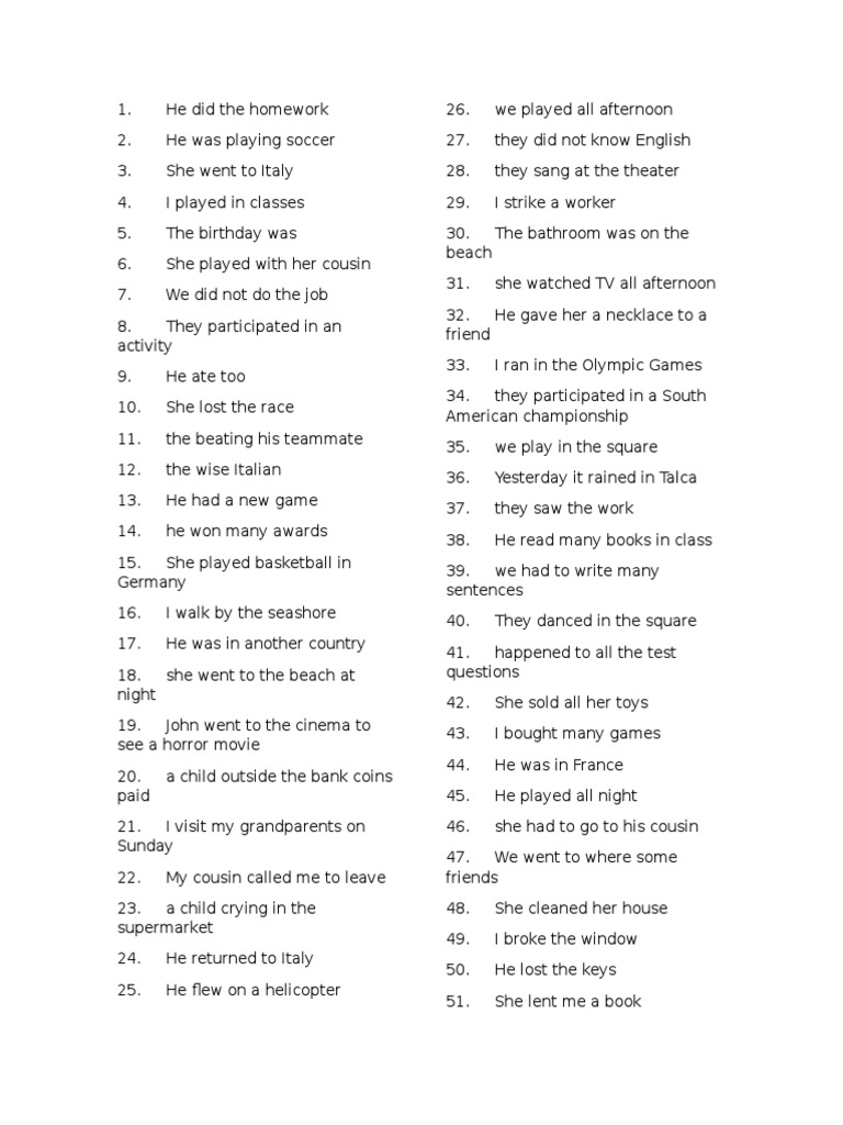 100 Oraciones en Ingles