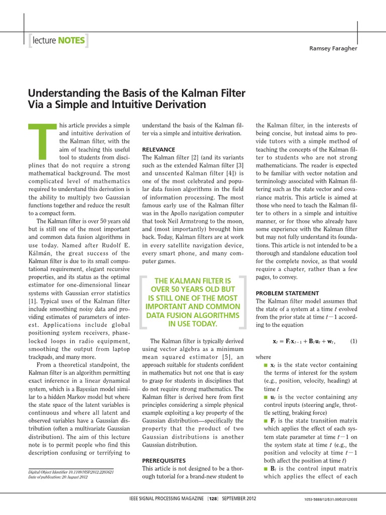 Understanding The Basis of The Kalman Filter PDF | PDF