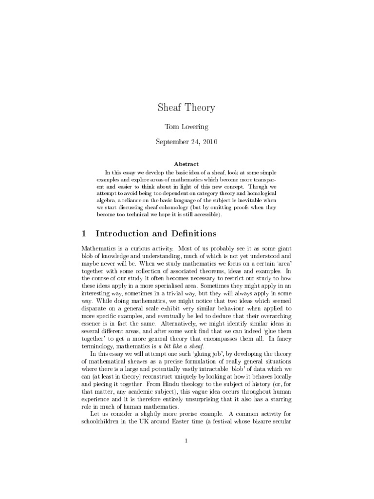 Sheaf Theory Differentiable Manifold Ring (Mathematics)