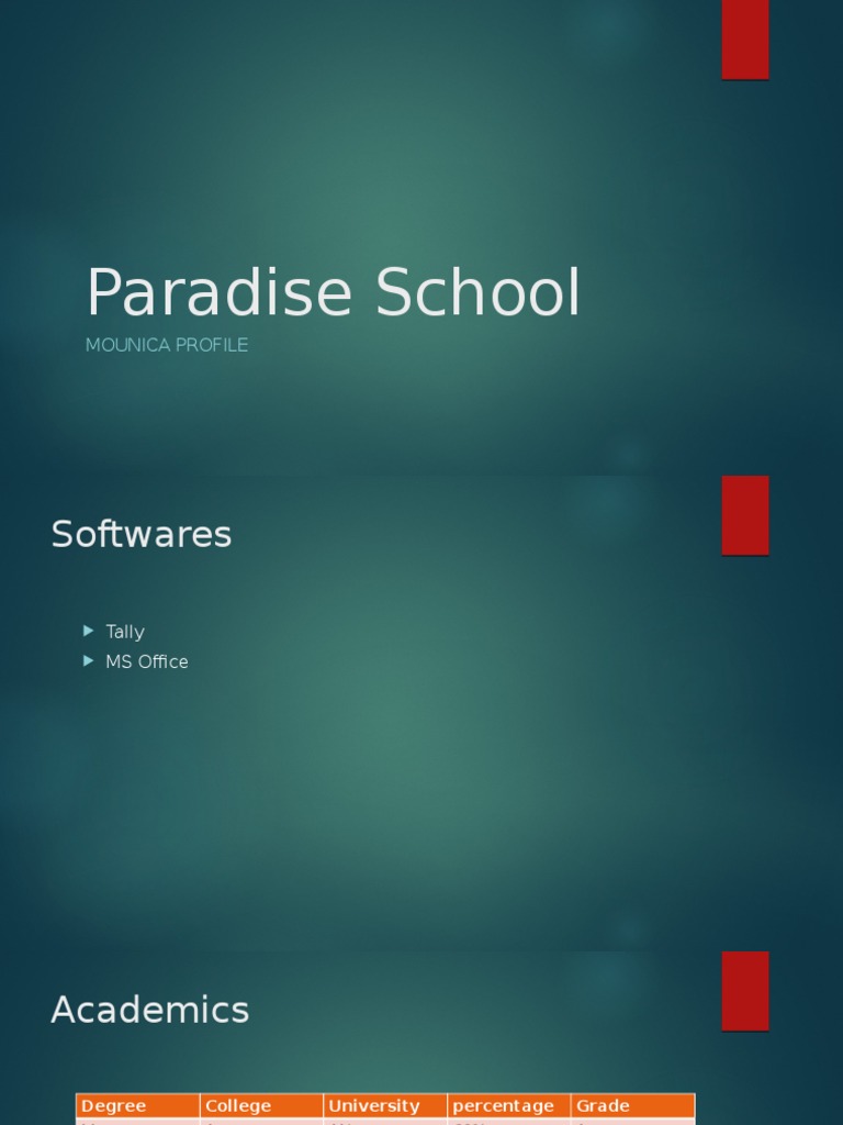 Paradise School Mounica Profile PDF
