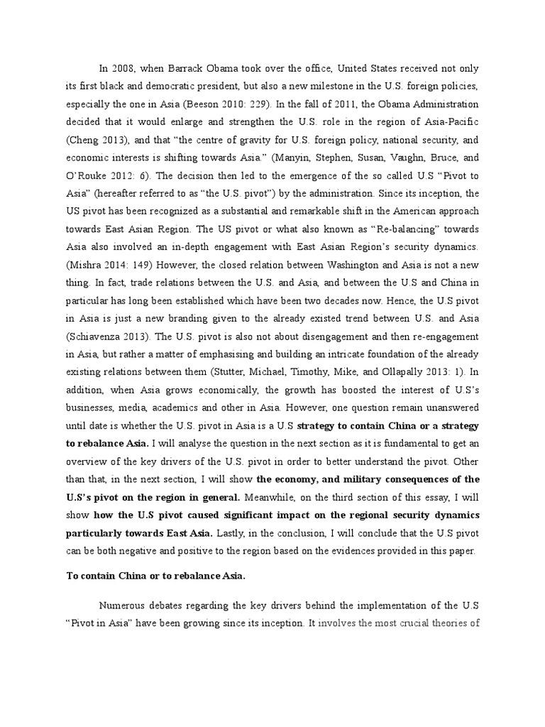 The Impact Of The So Called Us Pivot To Asia Pdf Trans Pacific