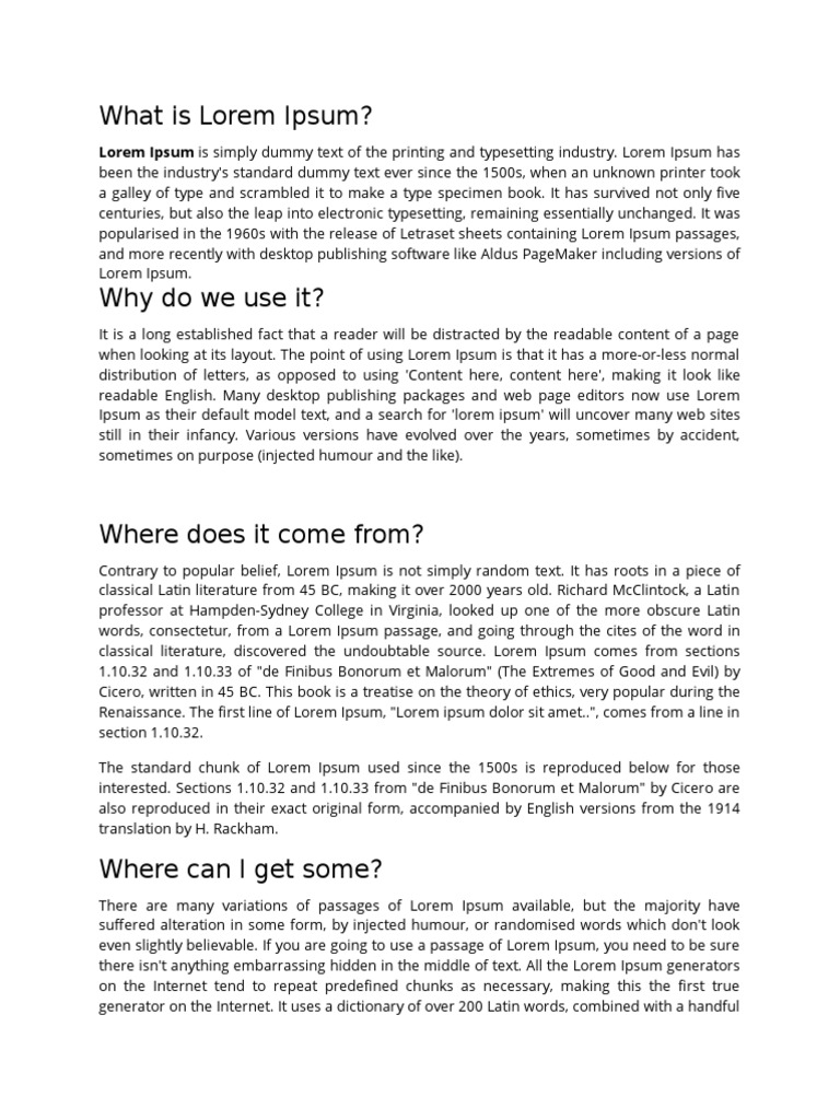Understanding Lorem Ipsum Origins | PDF