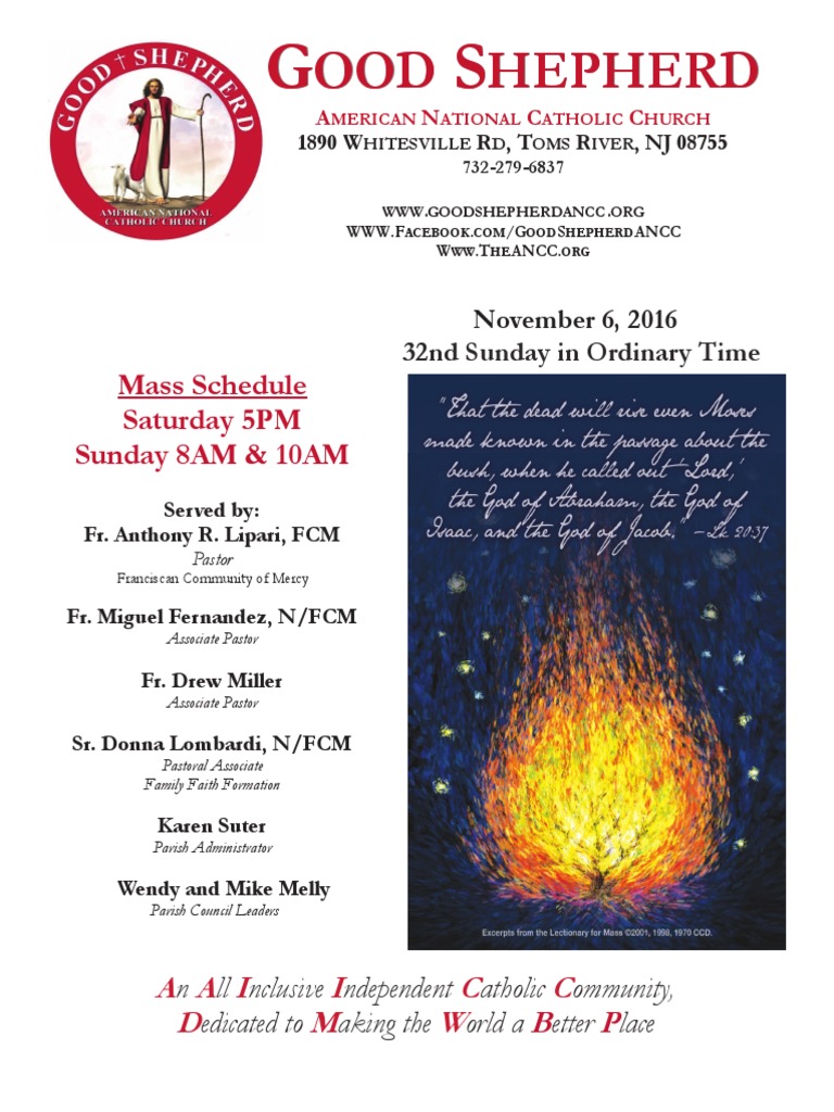 Good Shepherd ANCC Weekly Bulletin Mass (Liturgy) Resurrection