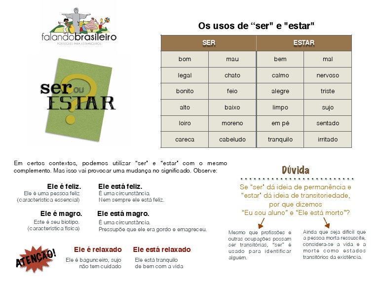 Ser e Estar Usos - Português para Estrangeiros | PDF