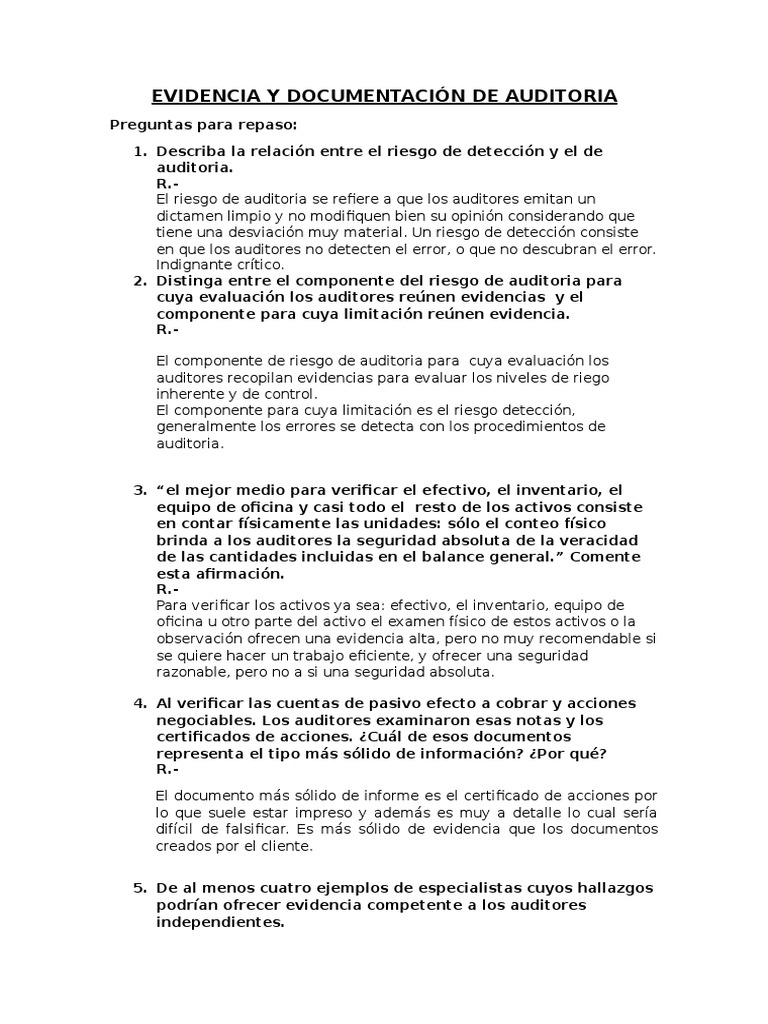 Evidencia y Documentacion de Auditoria | PDF | Contabilidad | Estado ...