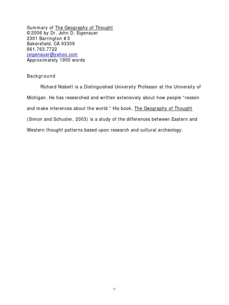 Geography of Thought PDF