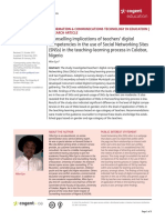 Counselling Implications of Teachers Digital Competencies in the Use of Social Networking Sites SNSs in the Teaching Learning Process in Calabar