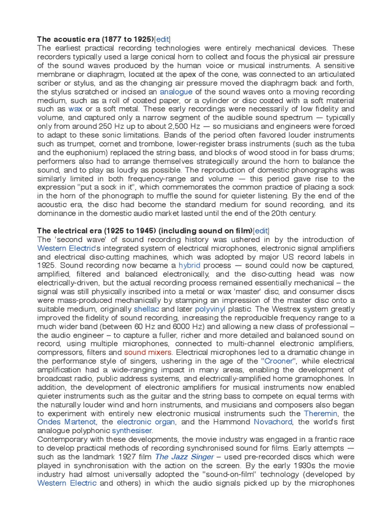 Sound Recording PDF | PDF | Tape Recorder | Sound Recording And ...