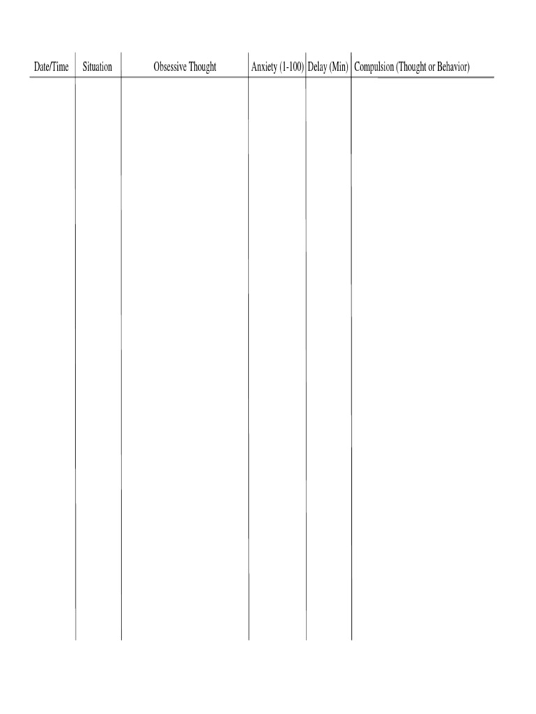 OCD Self Monitor Form | PDF